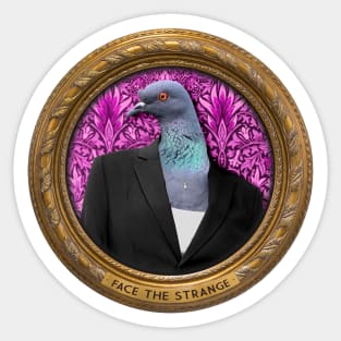 Purple Pigeon Lady in Vintage Frame Sticker